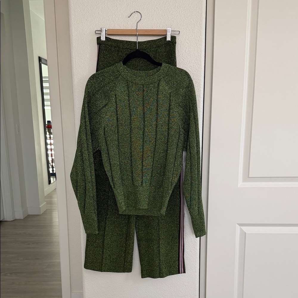 H&M Green Wide Leg Pants & Sweater Set
